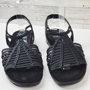 Belen 9M Impo Flat Sandals Black Strappy Elastic Stretchy Comfort Casual Shoe